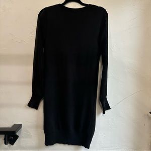 Kenneth Cole Black‎ Sheer Long Sleeved Knit Sweater Dress Size